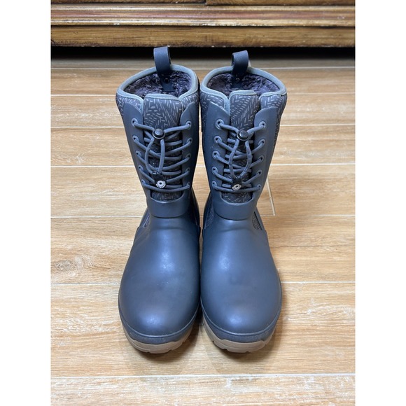 Bogs Shoes - Bogs Cameron Lace Waterproof Winter Boots Gray Faux Fur Lined 78999-011 Womens 9